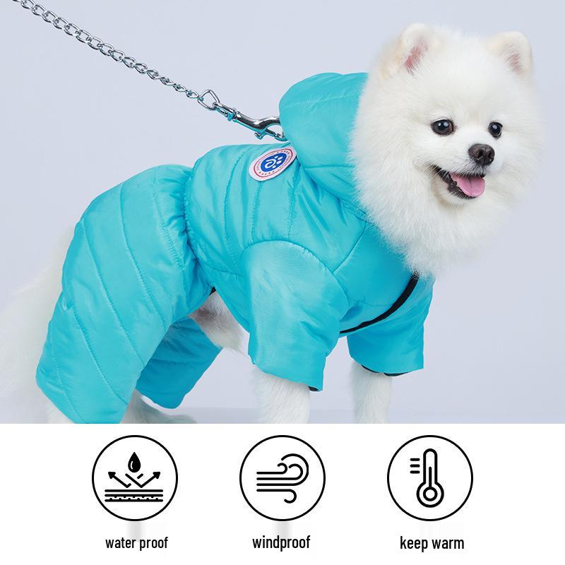 Warm Waterproof Four-Legged Cotton Coat for Small Dogs - Autumn/Winter Style for Teddy, Bichon, and Pomeranian