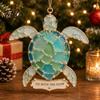 Office Party Hanging Decor Handmade Sea Glass Coastal Christmas Ornaments, Turtle Seahorse Starfish Gifts for Holiday Season Sailboat Beach Decoration