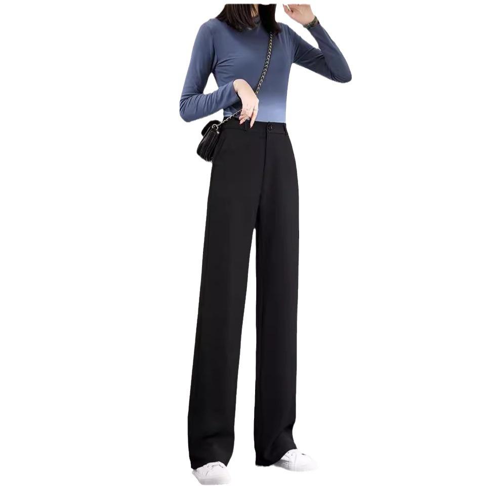 Summer Women's Elastic Waist Wide-Leg Trousers with Pockets