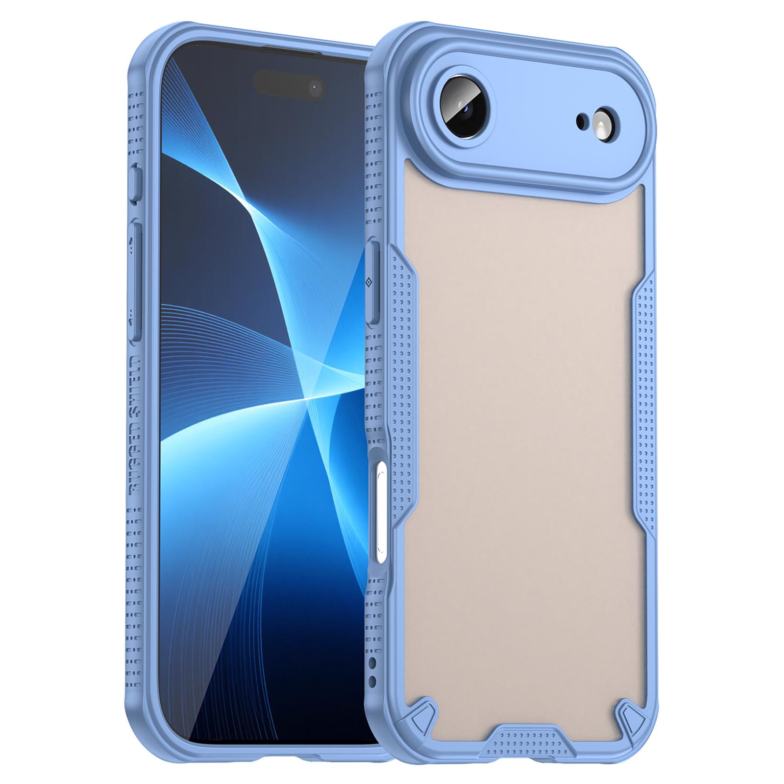 

For iPhone 17 Air Case PC+TPU Semi-Transparent Frosted Finish Protective Phone Cover Blue