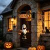 Ornement Artisanat Décoratif en Résine Halloween Fantôme Suspendu Sonnette de Porte, avec Décorations Citrouilles, Style Gothique Œuvre d'Art Murale Farce ou Panneau Bonbons, pour Maison de Ferme