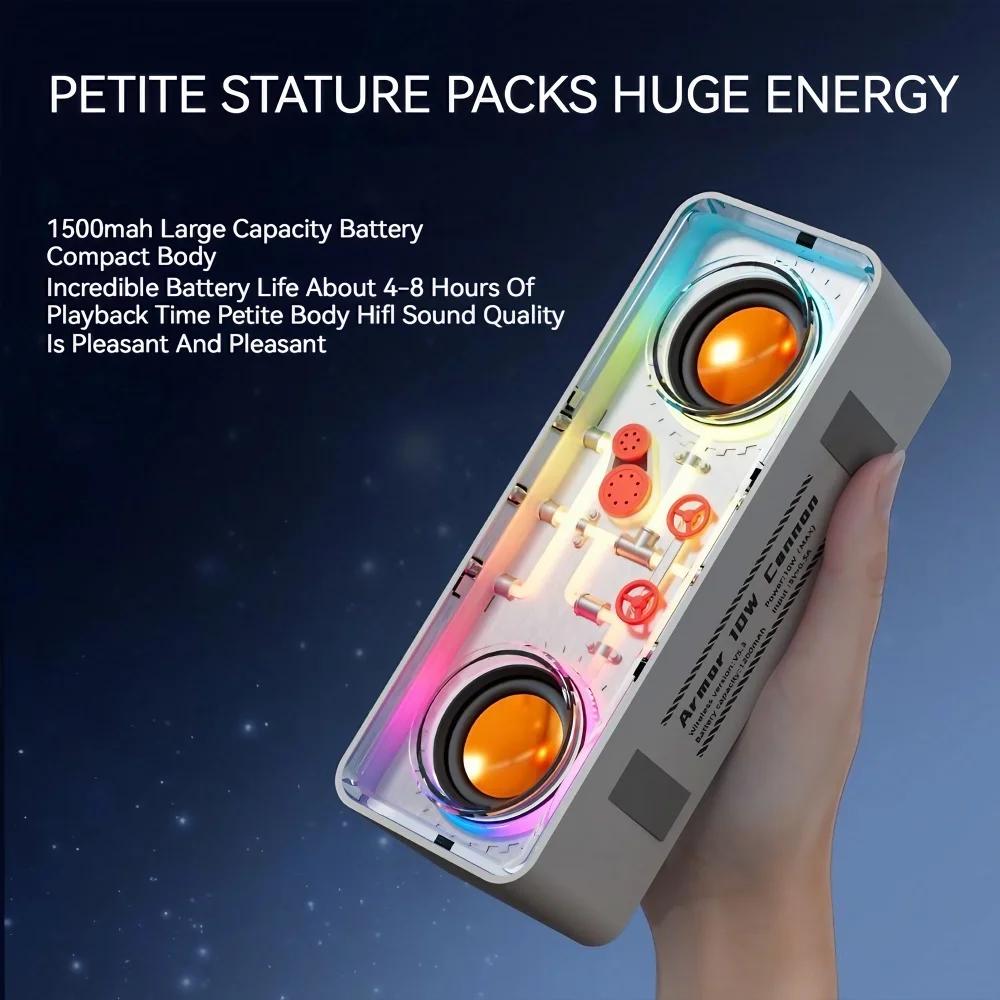 Transparent Mecha Wireless Bluetooth Speaker Home Computer E Sports Colorful Light Steel Cannon Bass Diaphragm