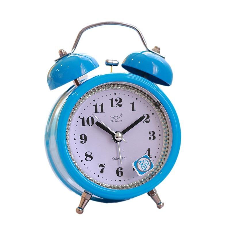 Metal Ringing Alarm Clock Student Bedside Fashionable Simple Silent Alarm Clock Alarm Table Bell with Night Light Super Alarm Ring
