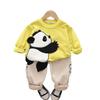 Autumn Girls' Korean Appliqué Panda Sweatshirt Two-Piece Set