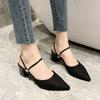 Fashion 2024 New Summer Sandalias De Mujer Casual Pointed Toe Thick High Heel Two-wear Mules Slippers Solid Color Half Slides Shoes