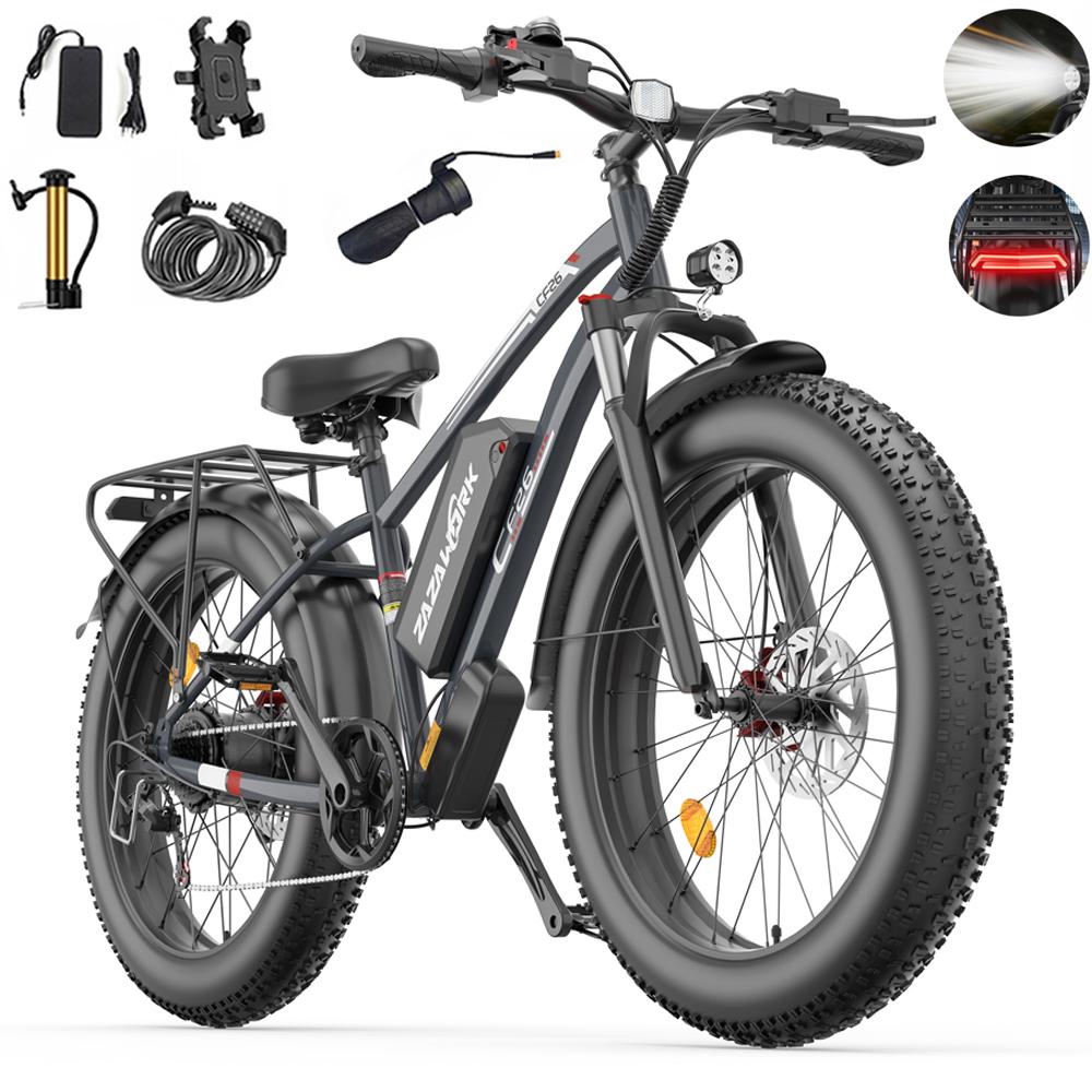 1500W Elektrofahrrad ZAZAWORK Elektrisches Mountainbike für Erwachsene mit 48V 20AH Akku 120km Reichweite 26  E-Bike für Berg- und Stadtgebrauch Hydraulische Scheibenbremsen schwarz