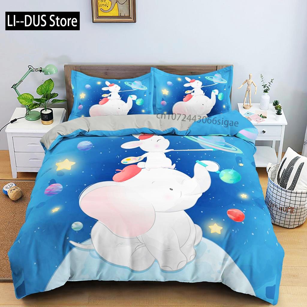 

Пододеяльник с рисунком животных из мультфильмов, комплект постельного белья с рисунком панды, луны и звезд, для детей, односпальное постельное белье размера «queen-size», пододеяльник из микрофибры EU single(135x200cm)