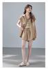 Korean Lazy Style Vest, Off-Shoulder Sleeve Shirt, and Shorts Three-Piece Set