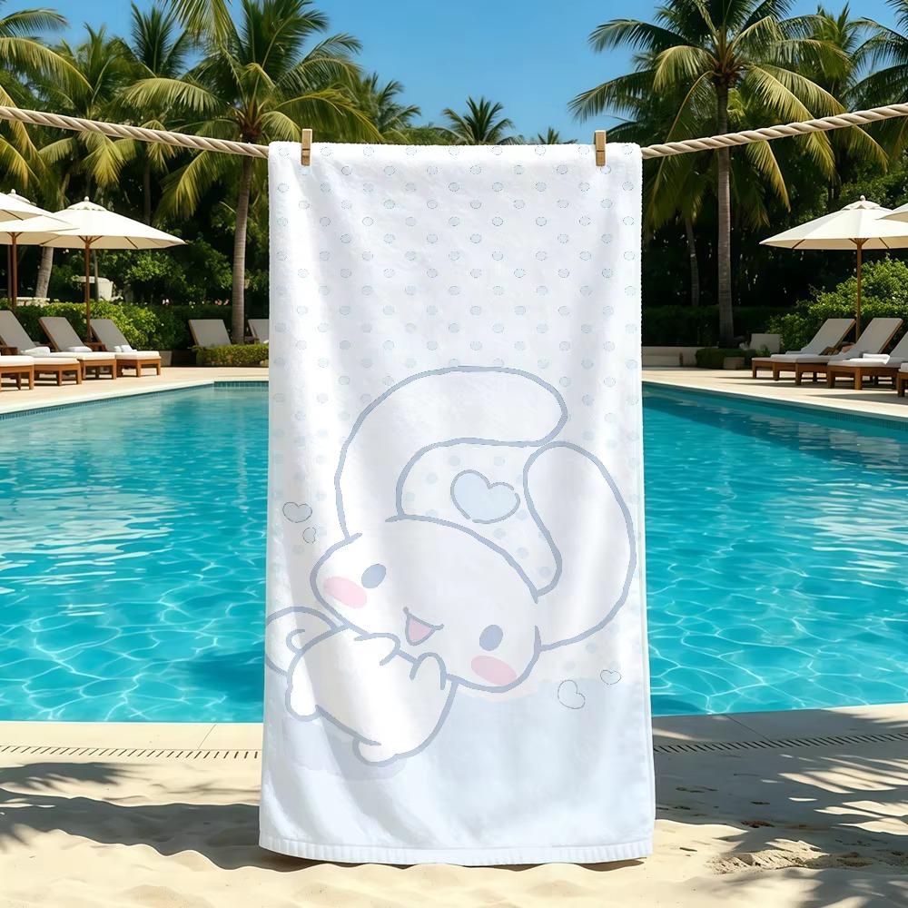C-Cinnamoroll Cartoon S-Sanrio Beach Towel, Super Absorbent Quick Drying Summer Towel for Outdoor Camping Pool Travel Gift