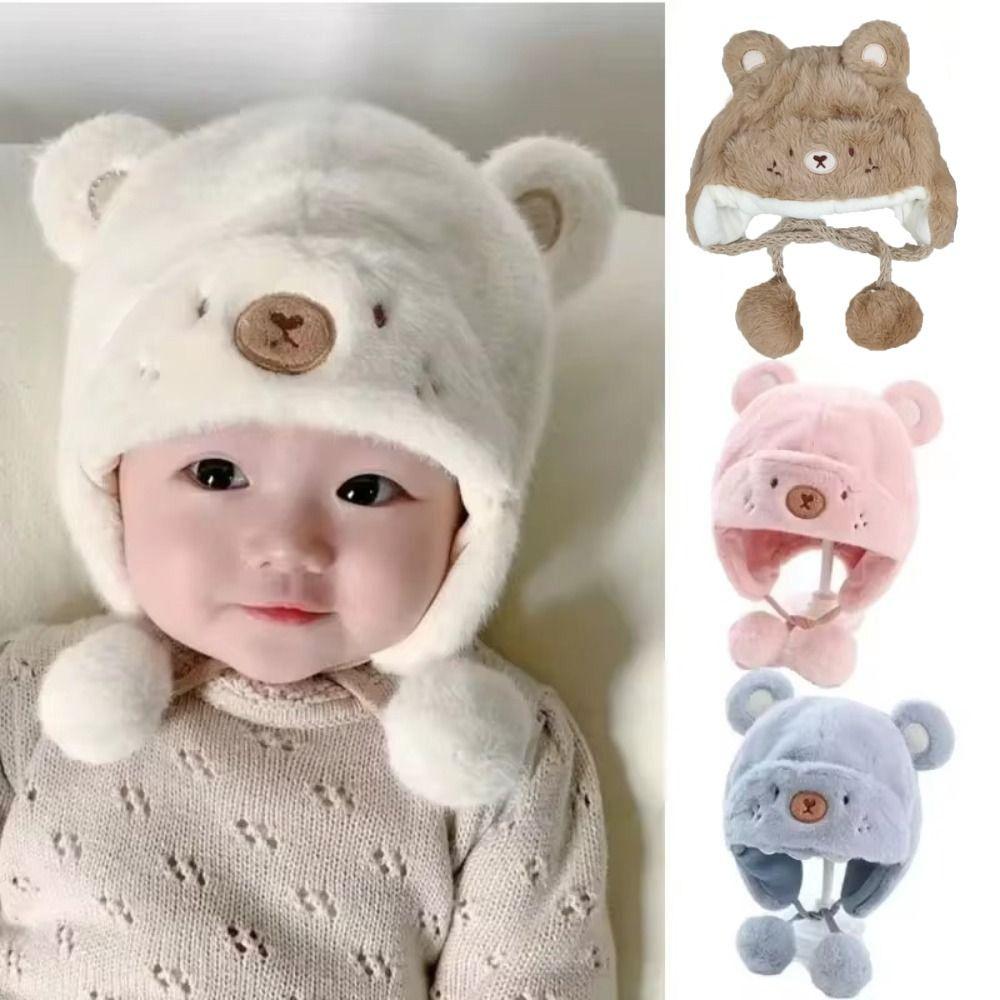 Winter Newborn Bonnet Hats Soft Boys Girls Beanie Cap Cute Baby Bear Hats  Kids