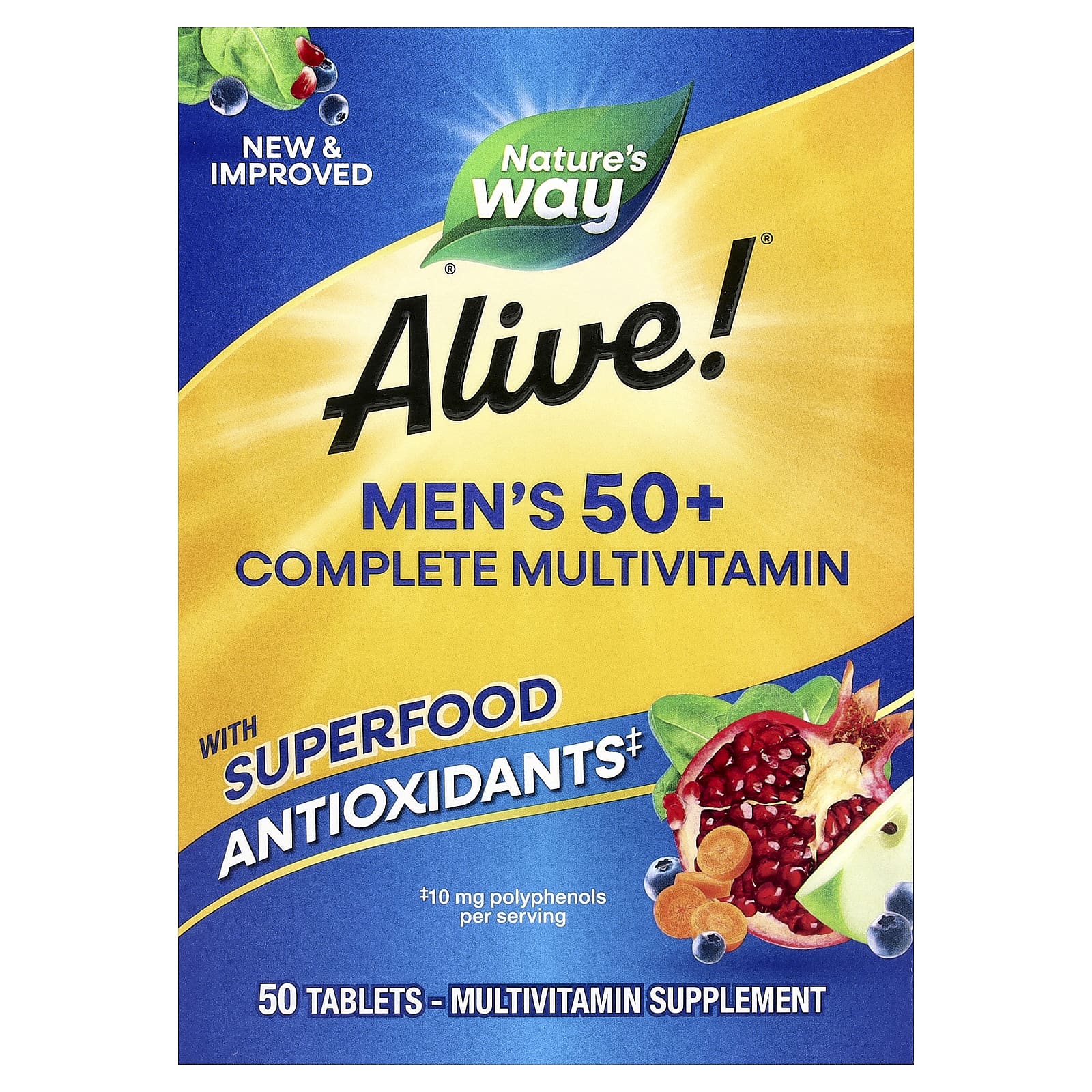 

Nature S Way, Alive!® Complete Multivitamin for Men 50+, 50 Tablets