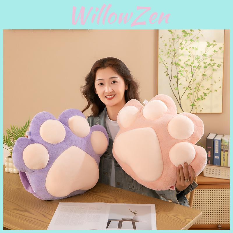 Office Nap Pillow With Cat Paw Plush Toy For Warmth And Comfort