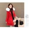 Women's contrasting color fur collar woolen jacket Nizi coat slim fit