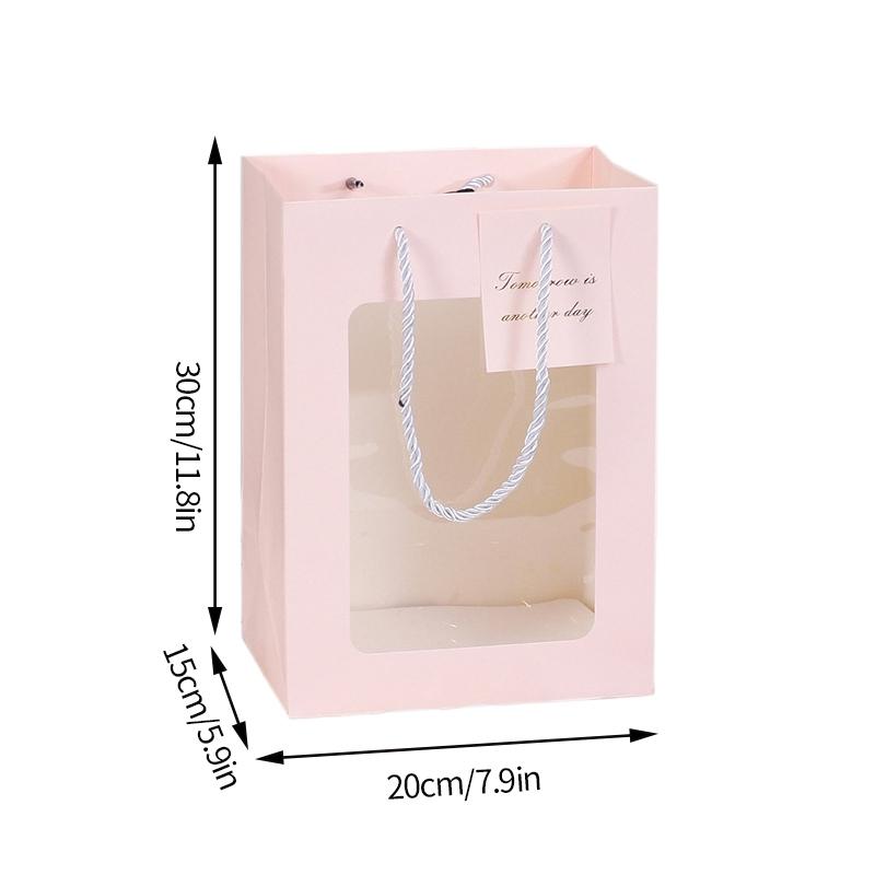 

30 шт. Прозрачный подарочный упаковочный пакет с окошком, подарочная оберточная бумага, портативный белый упаковочный пакет с ручками, сумка для хранения всякой всячины 1PC
