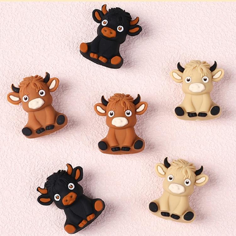 20pcs Cow Theme Silicone Beads Craft Beading Project For Kids Jewelry Friendship Bracelets Making Accessories