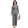 Mom's Elegant Slimming Chinese Style Two-Piece Summer Suit for Middle-Aged Women