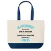 Tote Bag - PLANETEE - Large Blue-bottomed Shopping Bag - Cotton 40x45 Cm - No Closure - Made In France