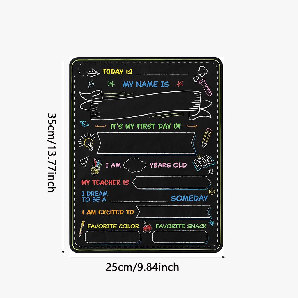1pc-First And Last Day Of School Board, Double-Sided - My First & Last Day Of School Sign Chalkboard