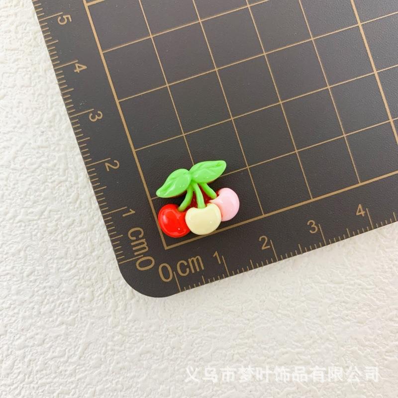 Mini Simulation Red Cherry Fruit Resin Accessories DIY Cream Glue Headband Hair Clip Stationery Patch