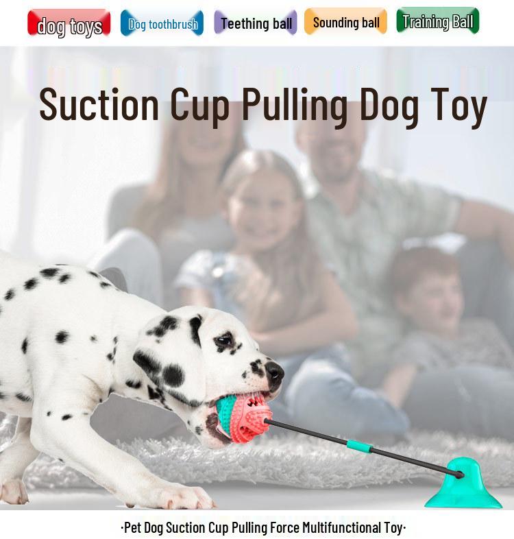 Pet Teething Toy: Bite-Resistant Ball with Suction Cup for Dogs