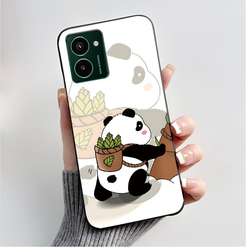 Custodia per Telefono Stampata Per Nokia HMD Pulse PRO/HMD Pulse/HMD Pulse+ Cover Guscio Nero in Morbido Silicone Custodia Carina con Fiore Cartone Animato