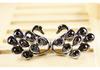 A151 Korean Antique Silver Blackened Swan Stud Earrings