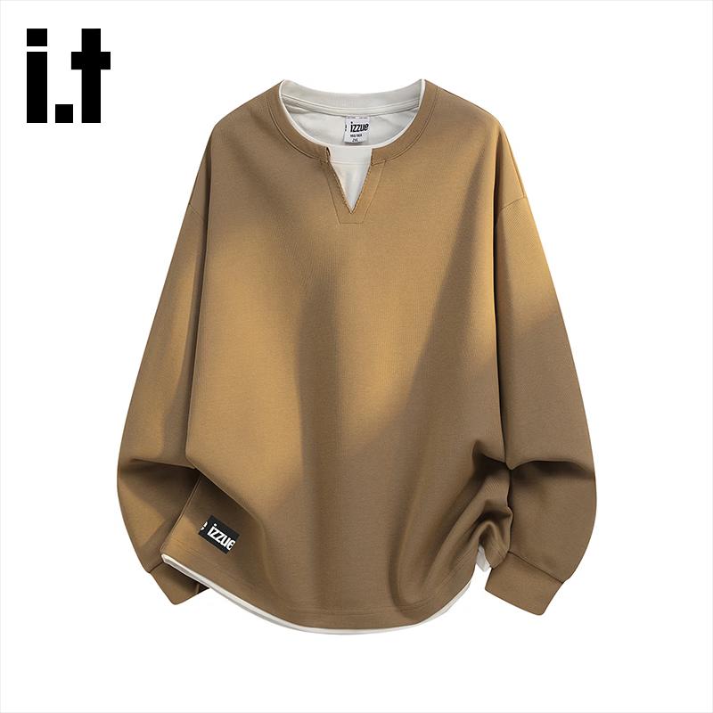 Izzue Layered-Look Crew Neck Long-Sleeve Sweatshirt