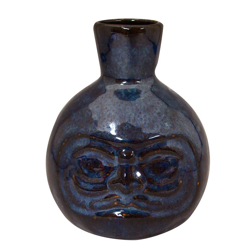 Mino ware sake navy K14074 Daruma-do bottle, kiln-fired blue,