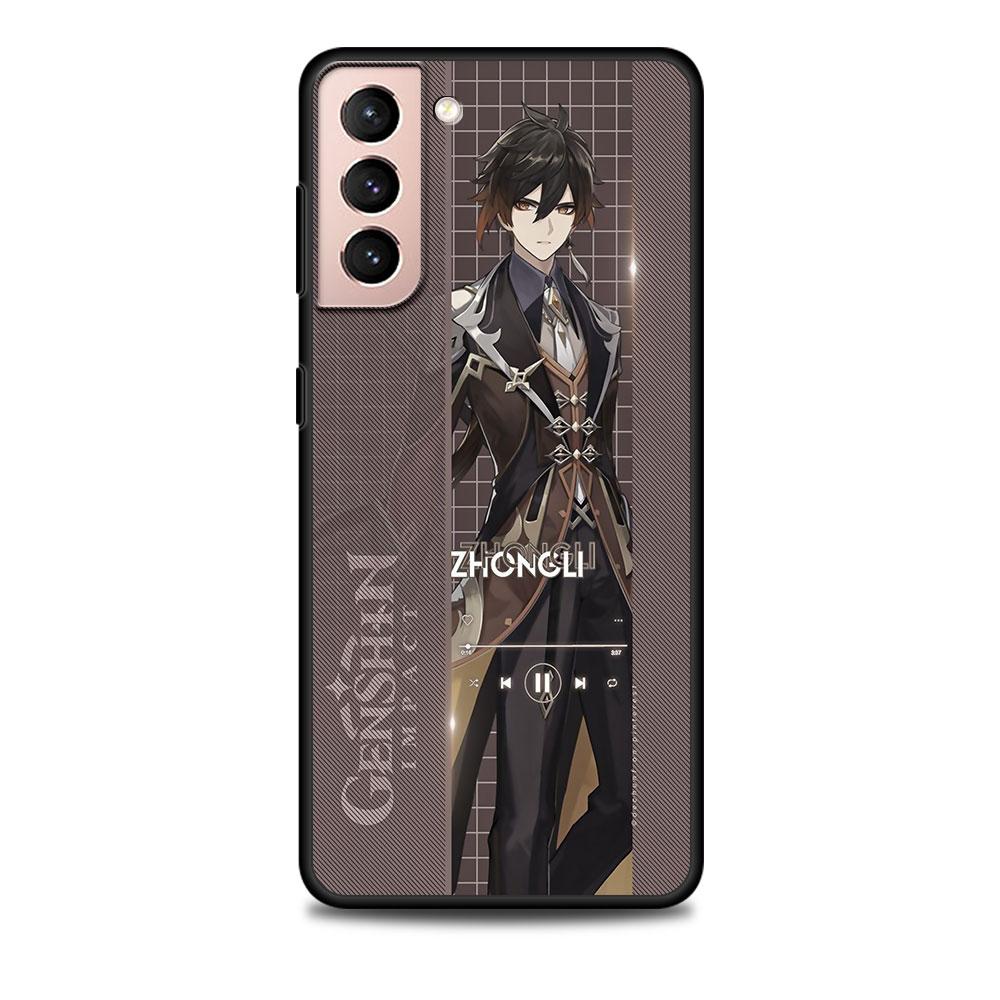 

Чехол Genshin Impact для Samsung Galaxy S23 S22 Ultra S20 S21 FE S10E S10 Lite S8 S9 Plus черный мягкий чехол-бампер из ТПУ для мобильного телефона Samsung S21 Plus