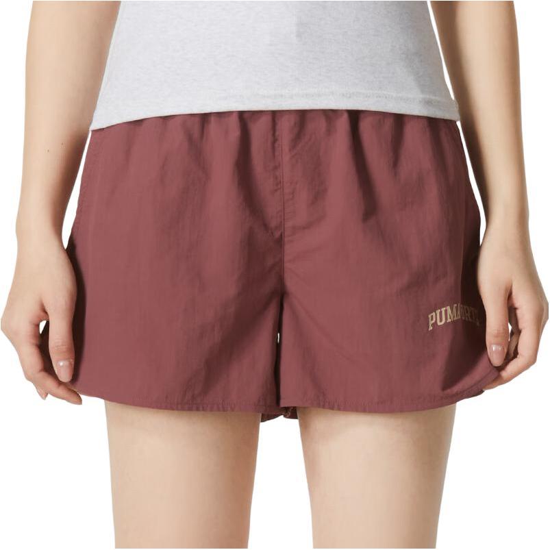 Puma Solid Color Comfortable Loose Breathable Mid Waist Casual Shorts Women Shorts Plum 630357-96