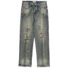 Summer Street Retro Ripped Washed Straight-Leg Jeans for Men and Women