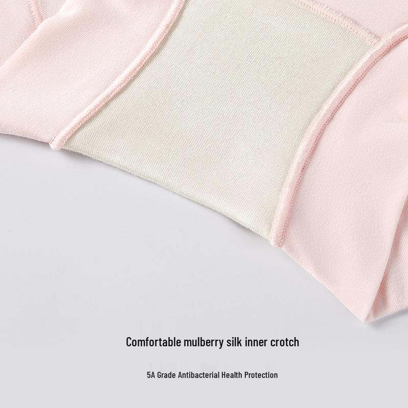 Women's Mid-Rise Tummy-Control Cotton Briefs with Silk Crotch and Antibacterial Seamless Design