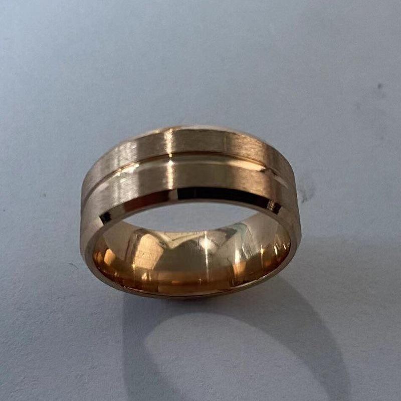 2021 Men's Titanium Steel Blue Beveled Intercolor Ring