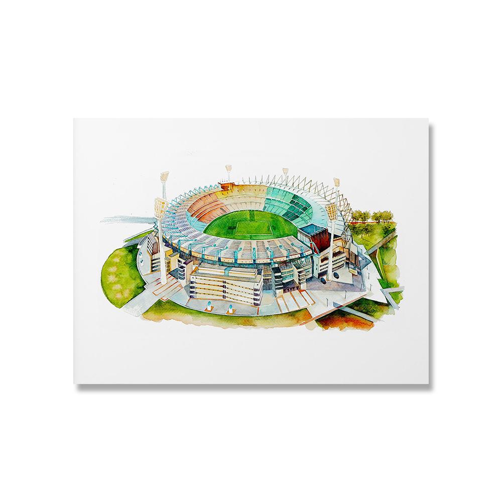 Melbourne Cricket Ground Watercolour City Landscape Print Poster Painting Art Brighton Beach Boxes Wall Pictures Bedroom Decor
