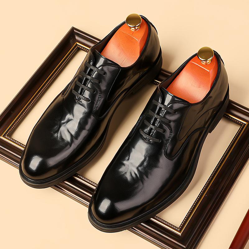 Ručně šité pánské kožené boty z čisté kůže, pánské ležérní kožené boty z pravé kůže, pánské ležérní kožené boty v britském stylu s kulatou špičkou, pánské boty s měkkou podrážkou, forma