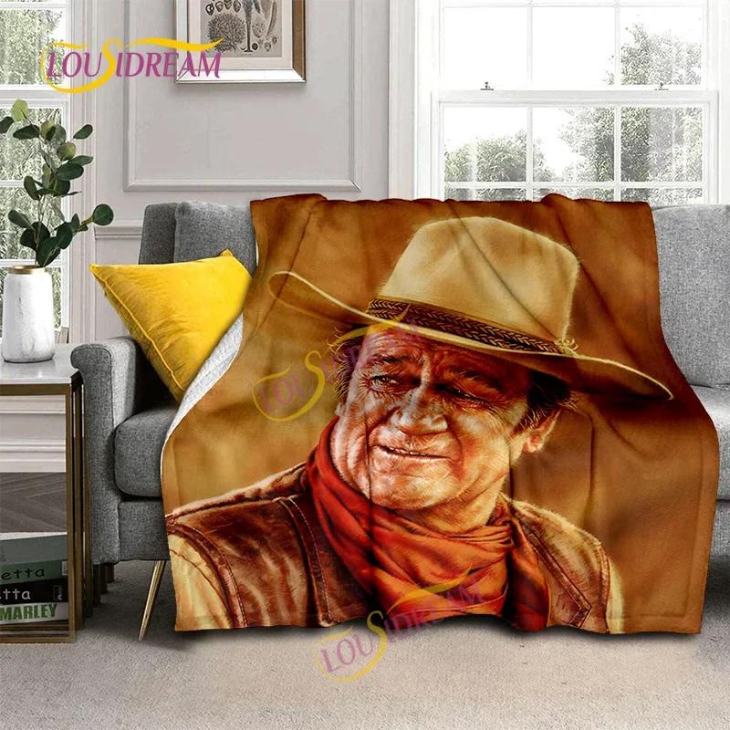 John Wayne Blanket Super Soft 3D Printed Famous Cowboy Actor John Wayne Flannel Blanket Home Bedroom Washable Warm Lazy Blanket