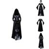 Halloween Hexenkleid Mit Kapuze Cosplay Kostüm Für Damen Aus Polyesterstoff Für Bühnenauftritte