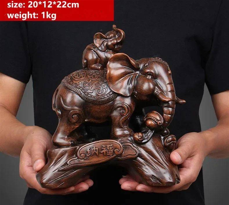 Fortune Wealth Elephant Flexor's Living Room Office Gourd Mother and Child Elephant Crafts