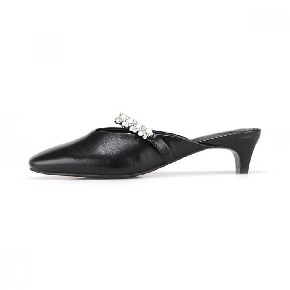 BARBARA Lambskin Feminine Round Shape Jewel Band Mule 4cm 2colors Bbj112