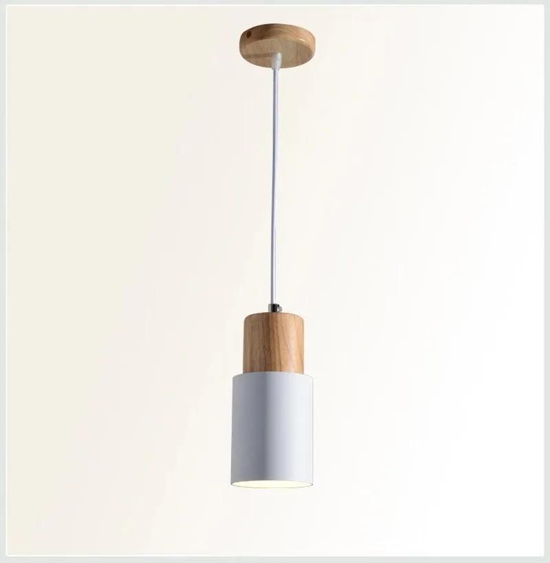 Creative Simple Wood Pendant Lights Led Black/White Hanging Lamp Metal Kitchen Bar Hotel Bedroom Luminaire MJ807