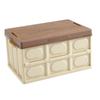 Collapsible Storage Bin Container with Wooden Lid for Indoor Fishing Outdoor