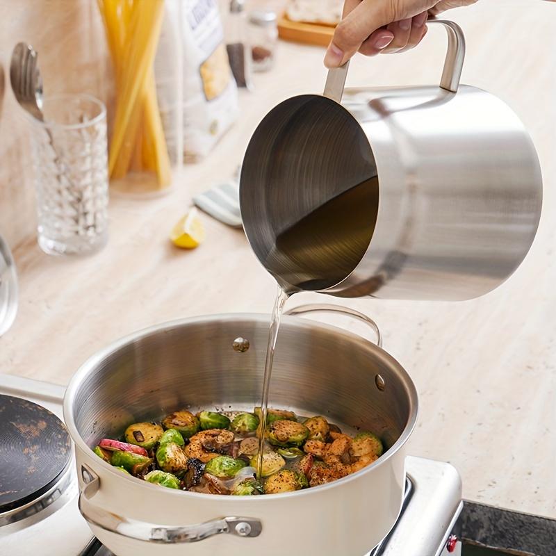 Stainless Steel Oil Filter Pot with Lid Thickened Kitchen Frying Oil Separator Grease Storage Bottle No Drip