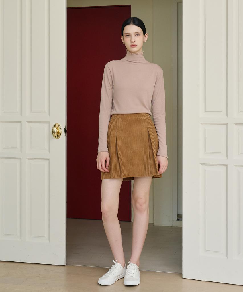 BIBYSEOB Corduroy Tuck Mini Skirt Camel [T43]