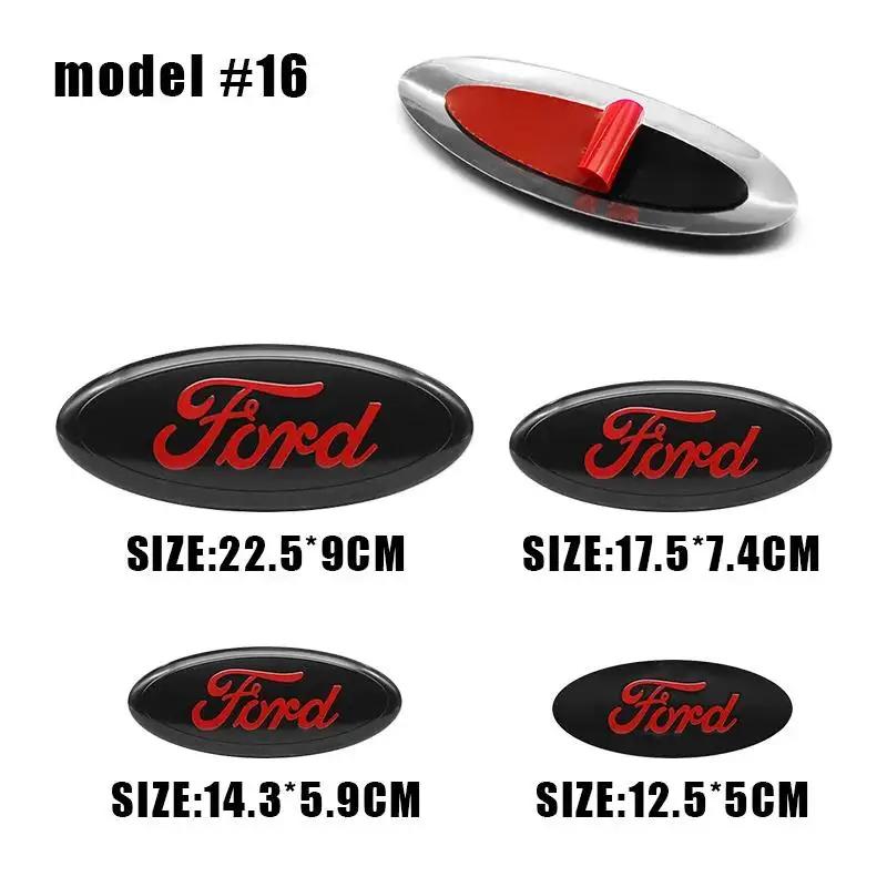 SWNR6 1pcs Car Front Head Hood Bonnet Logo Rear Trunk Badge Sticker For Ford Mondeo Focus Fusion MK2 MK4 F150 F250 Emblem Styling
