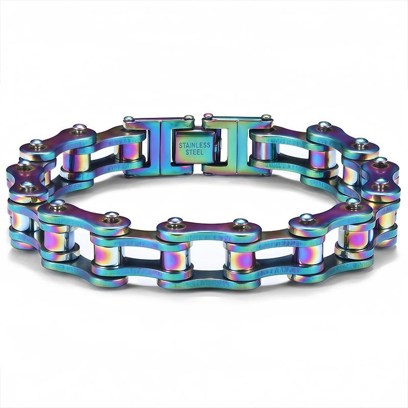Stainless Steel Chain Bracelet Men Women Cycling Biker Punk Style Adjustable Safety Wristband