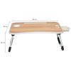 Klappbarer Laptop-Tisch aus Holzwerkstoff mit Getränkehalter, Tabletfach und Mini-Schublade (60L x 40B x 26H cm, Braun)