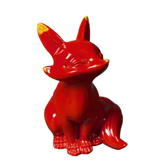 Cinnabar Fox Ornament Red Fox Figurine Miniature Fox Statue Sculpture Car Dashboard Home Office Feng Shui Decoration