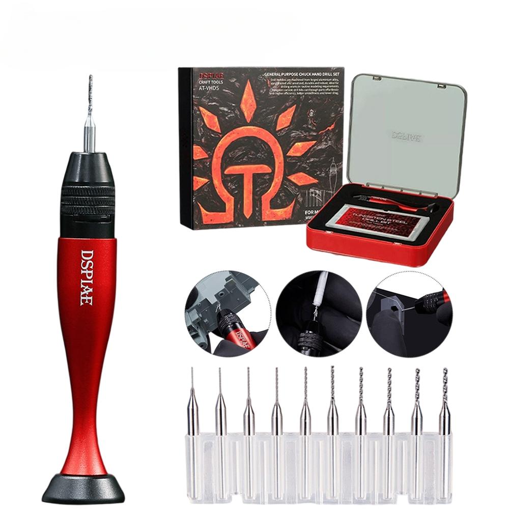 DSPIAE AT-VHDS Präzisions-Universal-Handbohrersatz aus Aluminiumlegierung für 0,3–3,2 mm Bohrer für Modellbau, Basteln, Bauen, Hobby-Werkzeuge