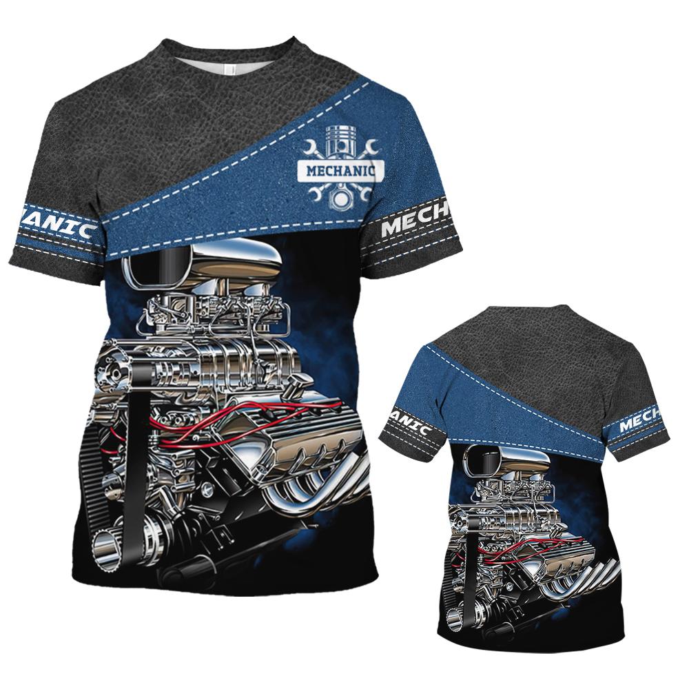 Vintage T-shirt For Men 3d Printed Mechanical Tool Short-sleeved High Quality T Shirt Fashion Streetwear Tee Tops