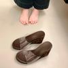 Fashion PVC Transparen Wedges Heel Women's Slipper Summer Open Toe High Heels Banquet Party Slide Shoes